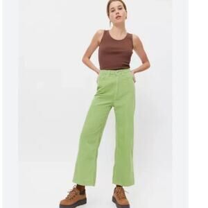 UO BDG High & Wide Green Corduroy Ankle Wide Leg Pants Sz 28